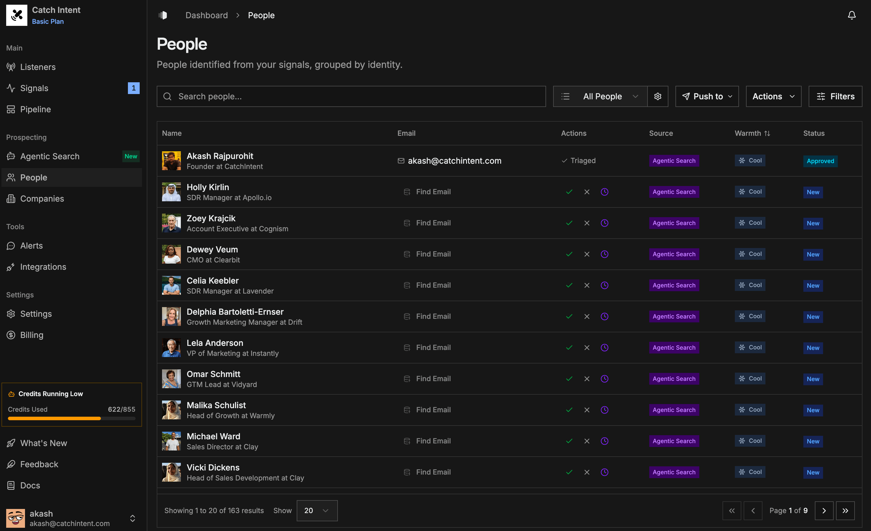 CatchIntent People Database - Enriched contacts with ICP scoring and contact details